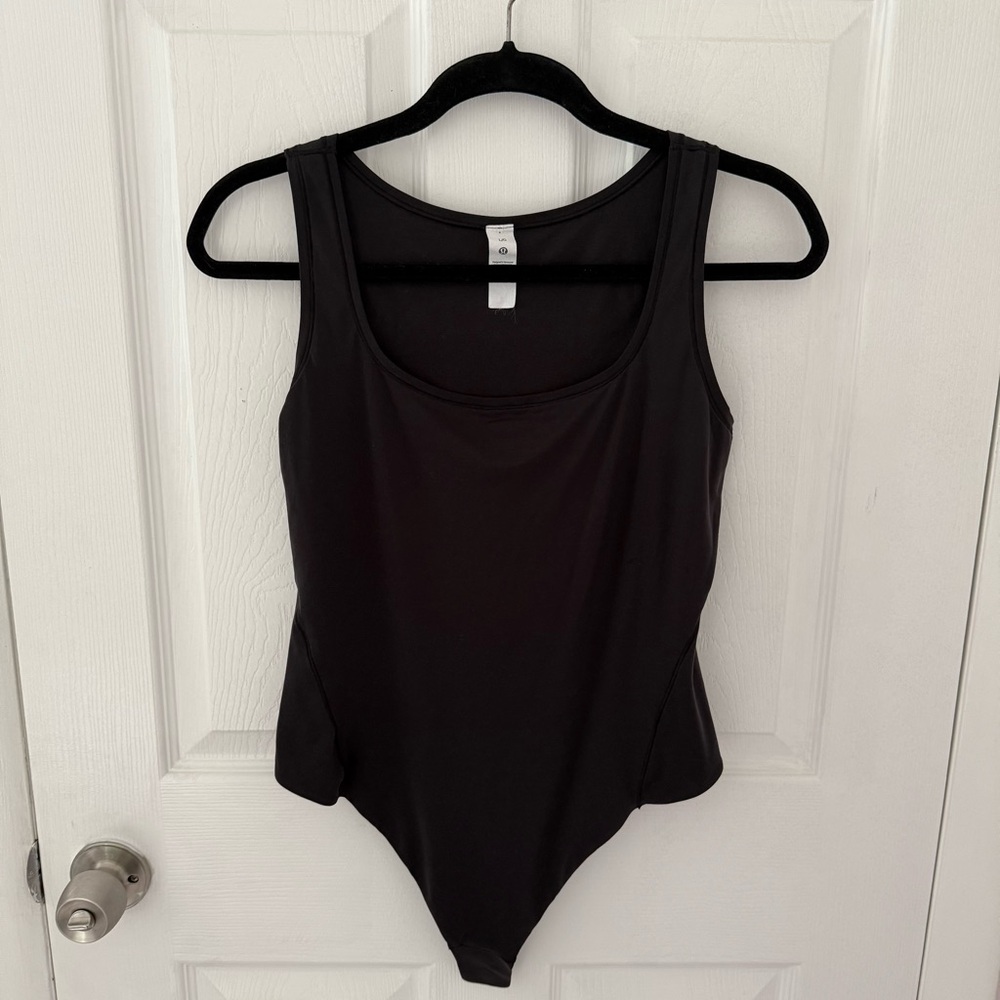 Lululemon Black Wundermost Ultra-Soft Square Neck Sleeveless Bodysuit Size Large